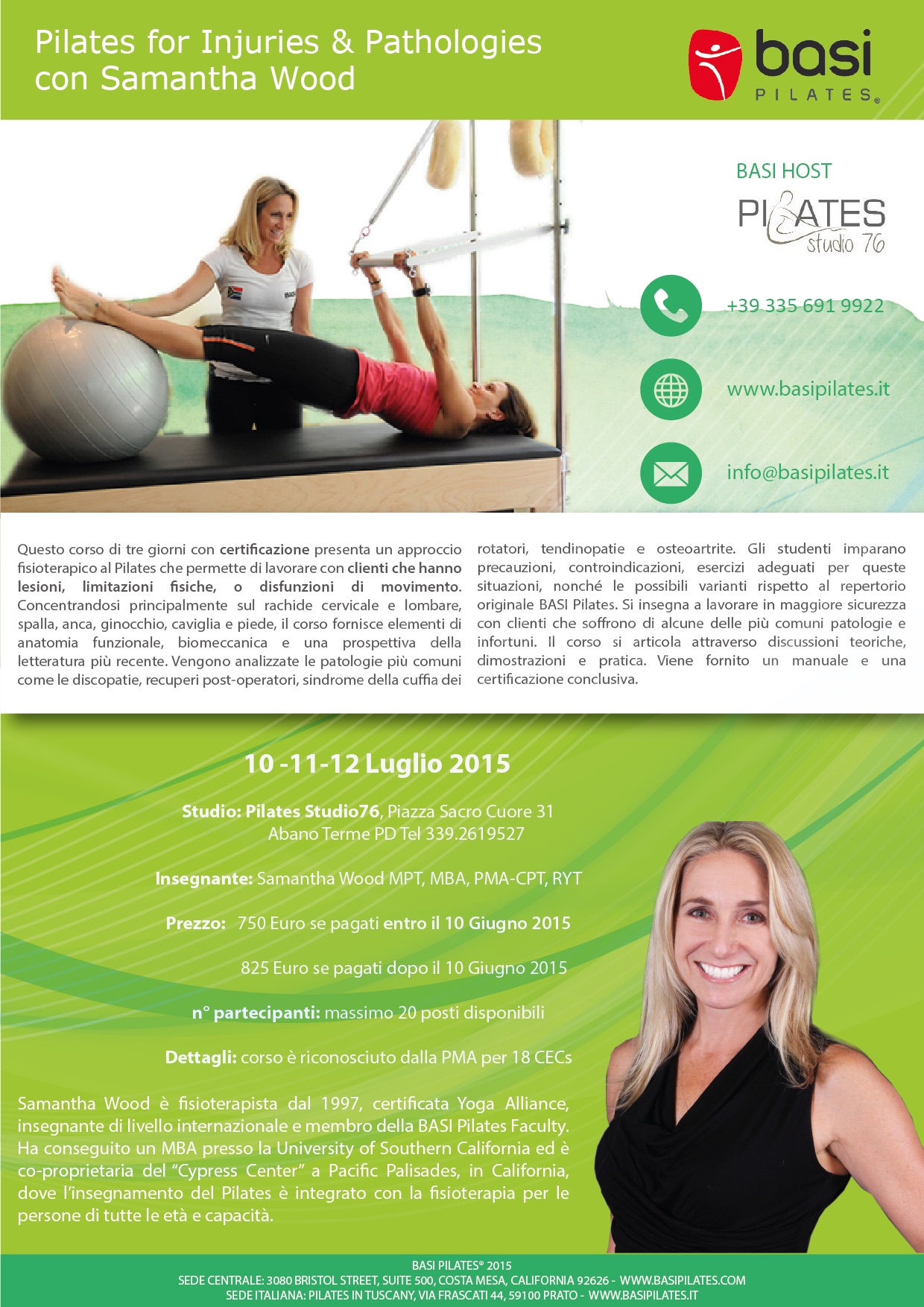 Pilates for injuries and pathologies 