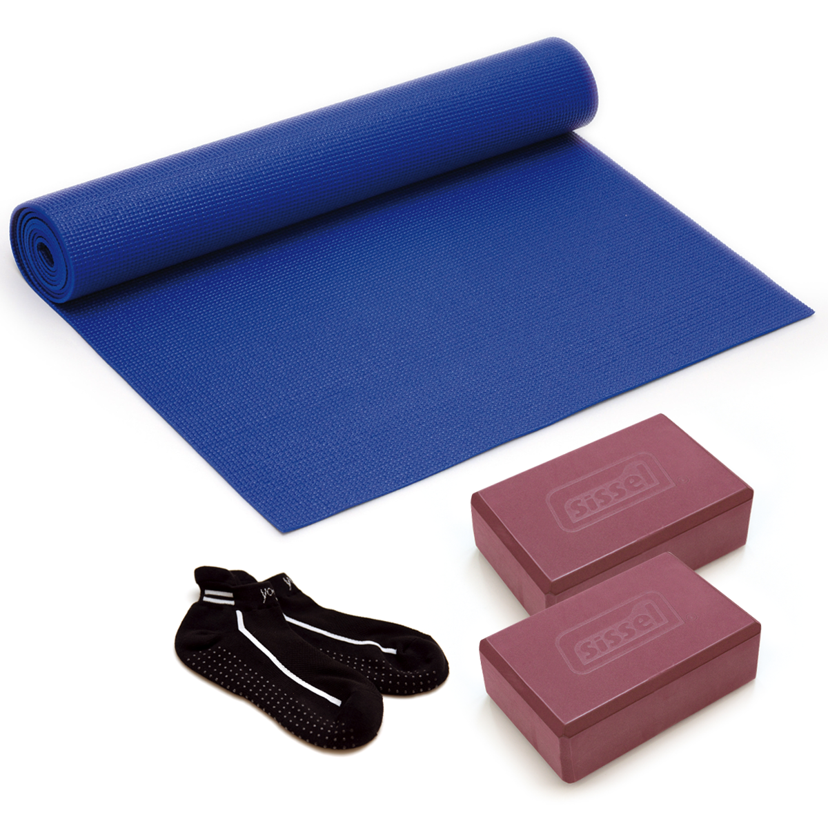 KIT YOGA: Calzini Yoga Socks, Materassino e 2 Blocchi