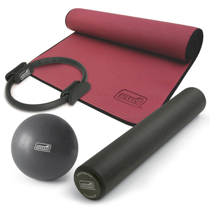 KIT PILATES CASA n°3: Circle, Soft Ball, Rullo e Materassino bordeaux