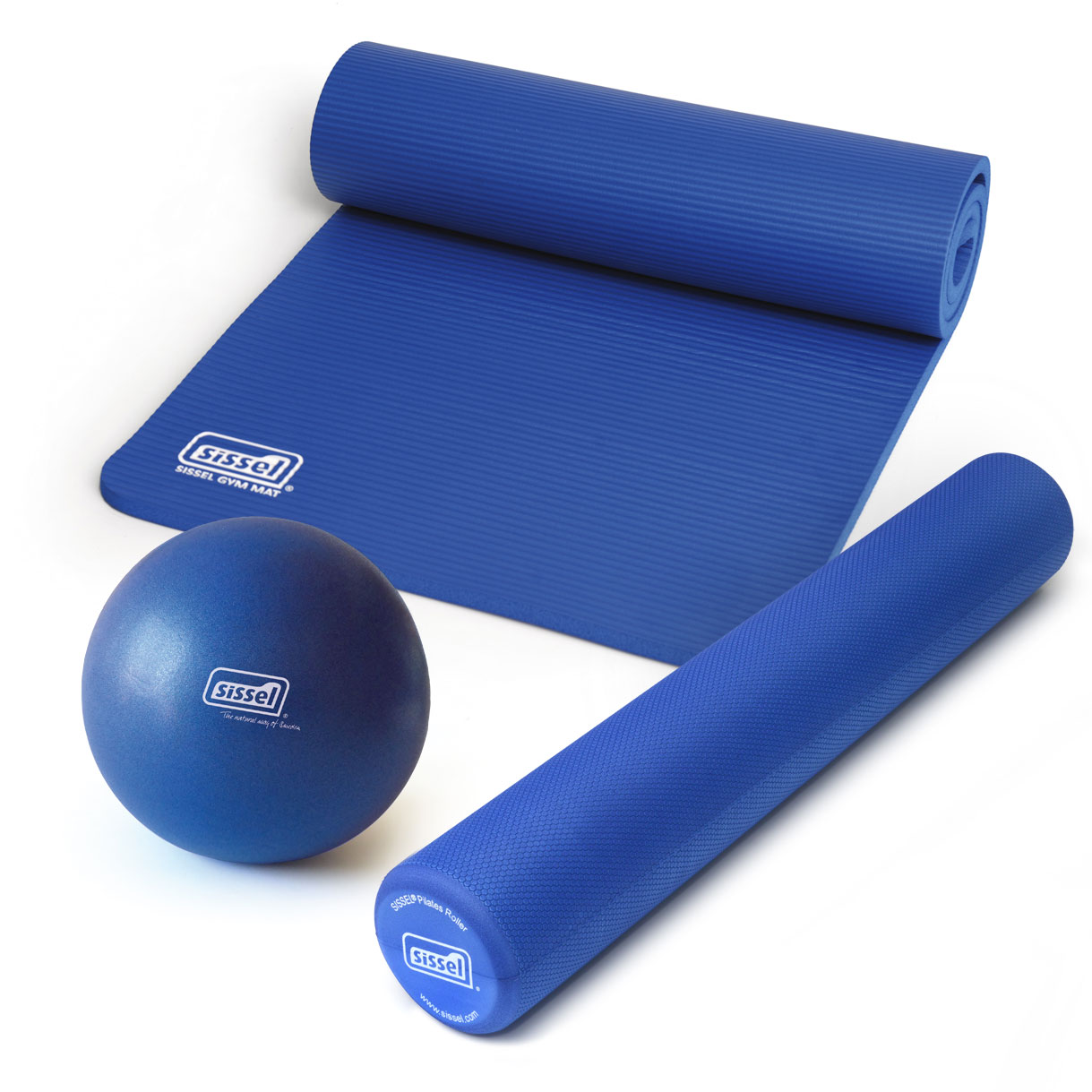 KIT PILATES CASA LITE PREMIUM BLU: Soft Ball, Roller e Materassino