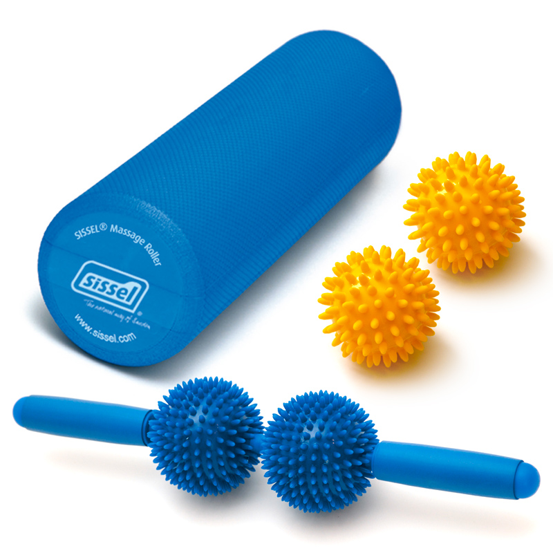 KIT MASSAGGIO: Spiky Twin Roller, Massage Roller e Spiky Ball Gialle