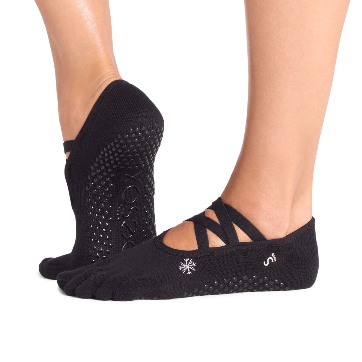 TOESOX calzini antiscivolo con dita CON FASCIA O INTRECCIO